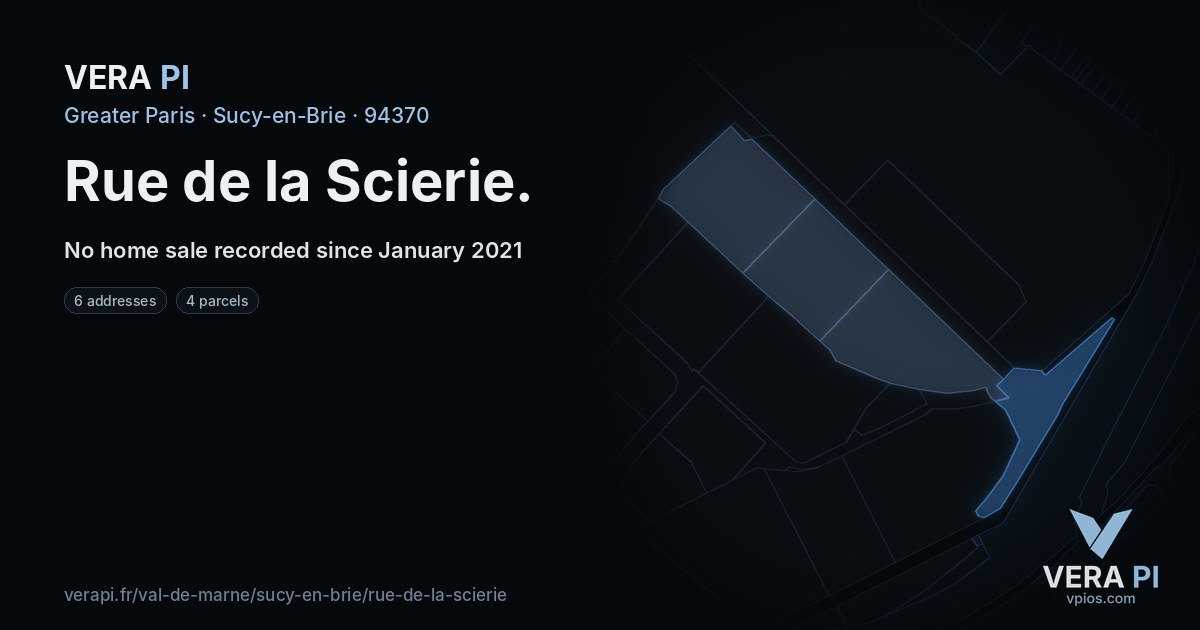 Rue de la Scierie, Sucy-en-Brie at night – every parcel coloured by the prices around it, the street's own parcels lit