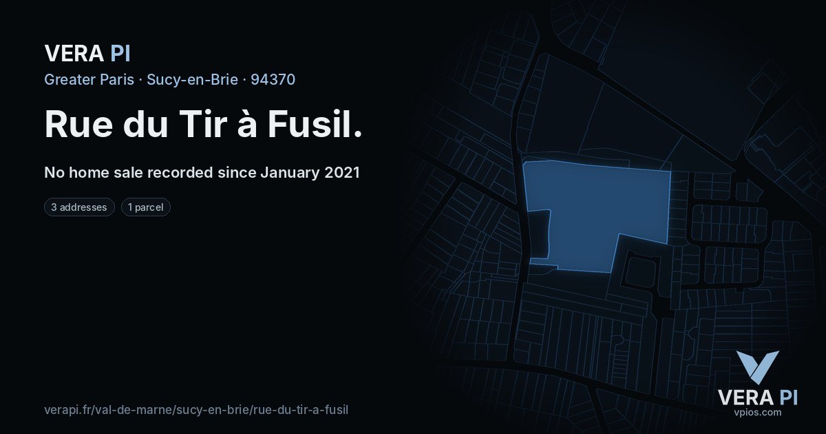 Rue du Tir à Fusil, Sucy-en-Brie at night – every parcel coloured by the prices around it, the street's own parcels lit