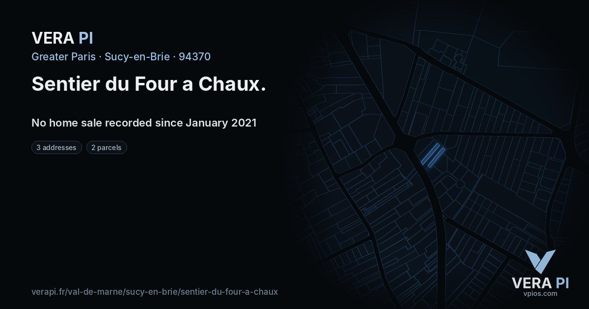 Sentier du Four a Chaux, Sucy-en-Brie at night – every parcel coloured by the prices around it, the street's own parcels lit