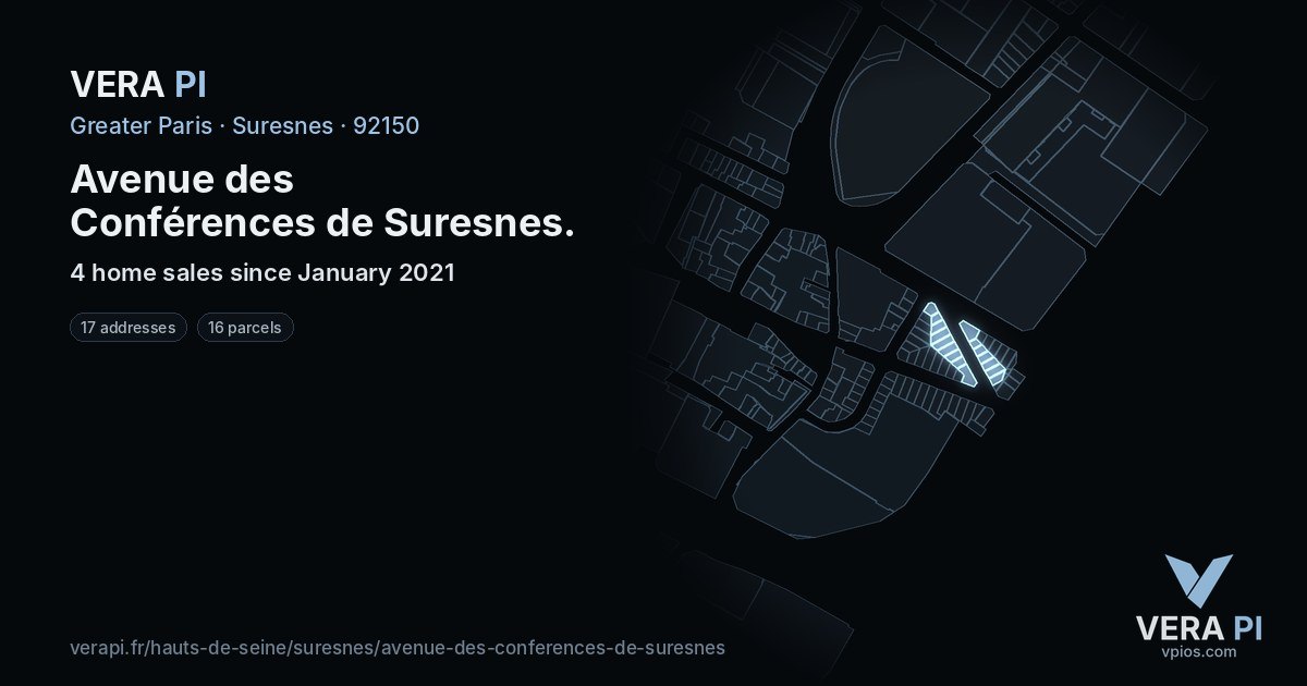 Avenue des Conférences de Suresnes, Suresnes at night – every parcel coloured by the prices around it, the street's own parcels lit