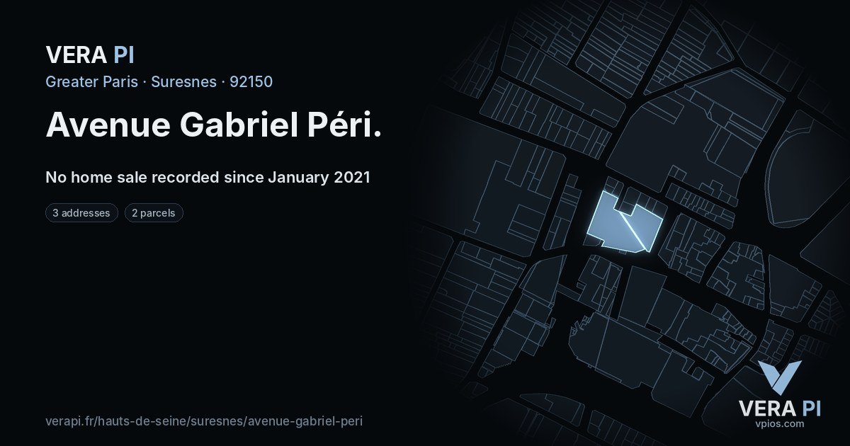 Avenue Gabriel Péri, Suresnes at night – every parcel coloured by the prices around it, the street's own parcels lit