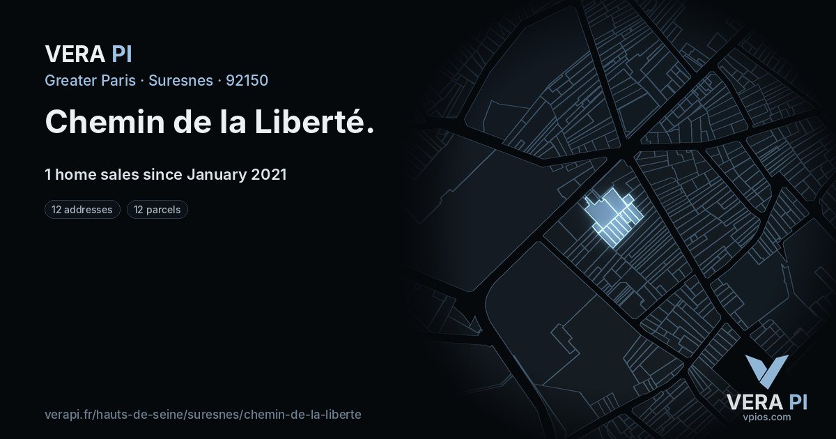 Chemin de la Liberté, Suresnes at night – every parcel coloured by the prices around it, the street's own parcels lit