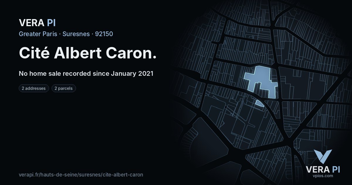 Cité Albert Caron, Suresnes at night – every parcel coloured by the prices around it, the street's own parcels lit