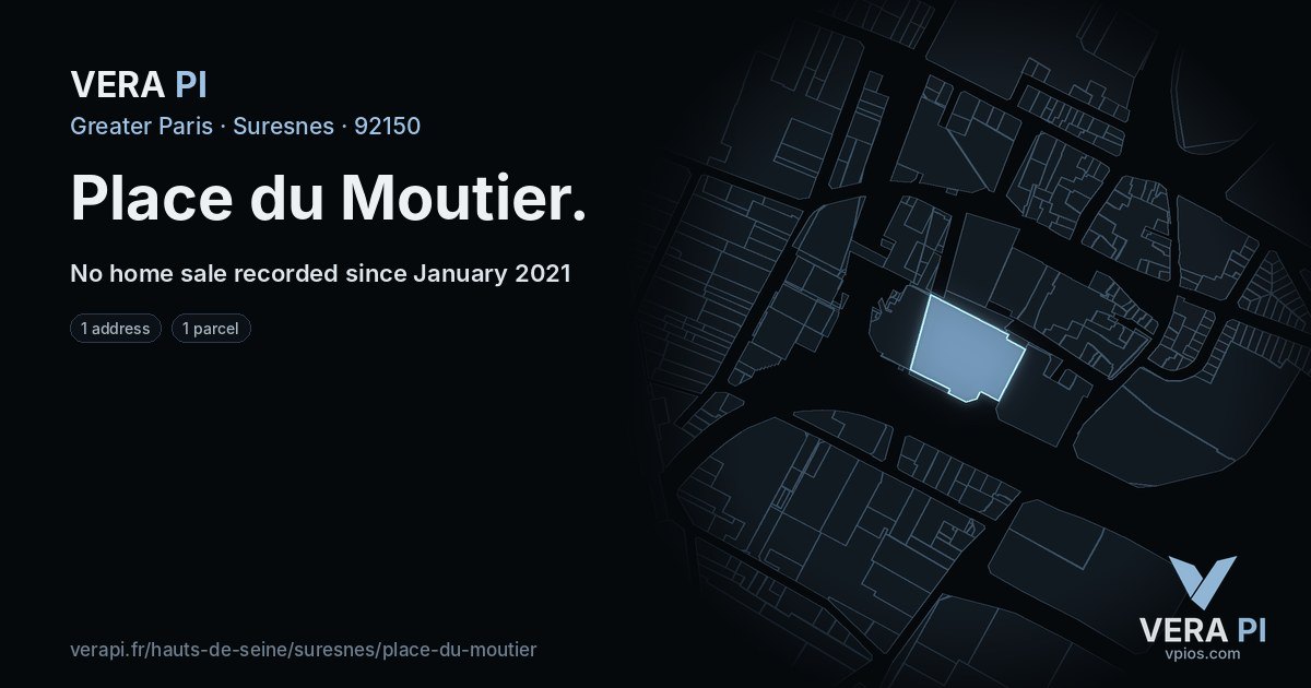 Place du Moutier, Suresnes at night – every parcel coloured by the prices around it, the street's own parcels lit