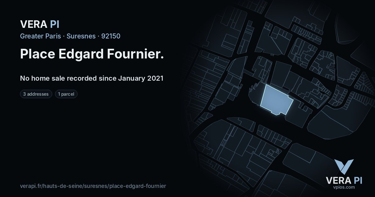 Place Edgard Fournier, Suresnes at night – every parcel coloured by the prices around it, the street's own parcels lit