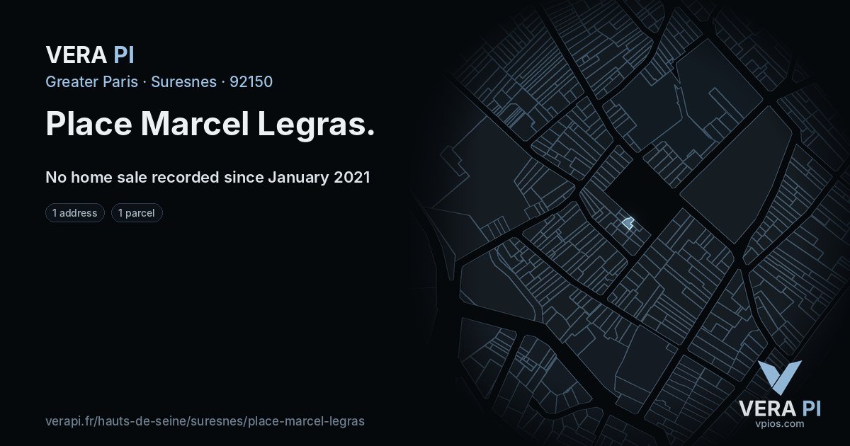 Place Marcel Legras, Suresnes at night – every parcel coloured by the prices around it, the street's own parcels lit
