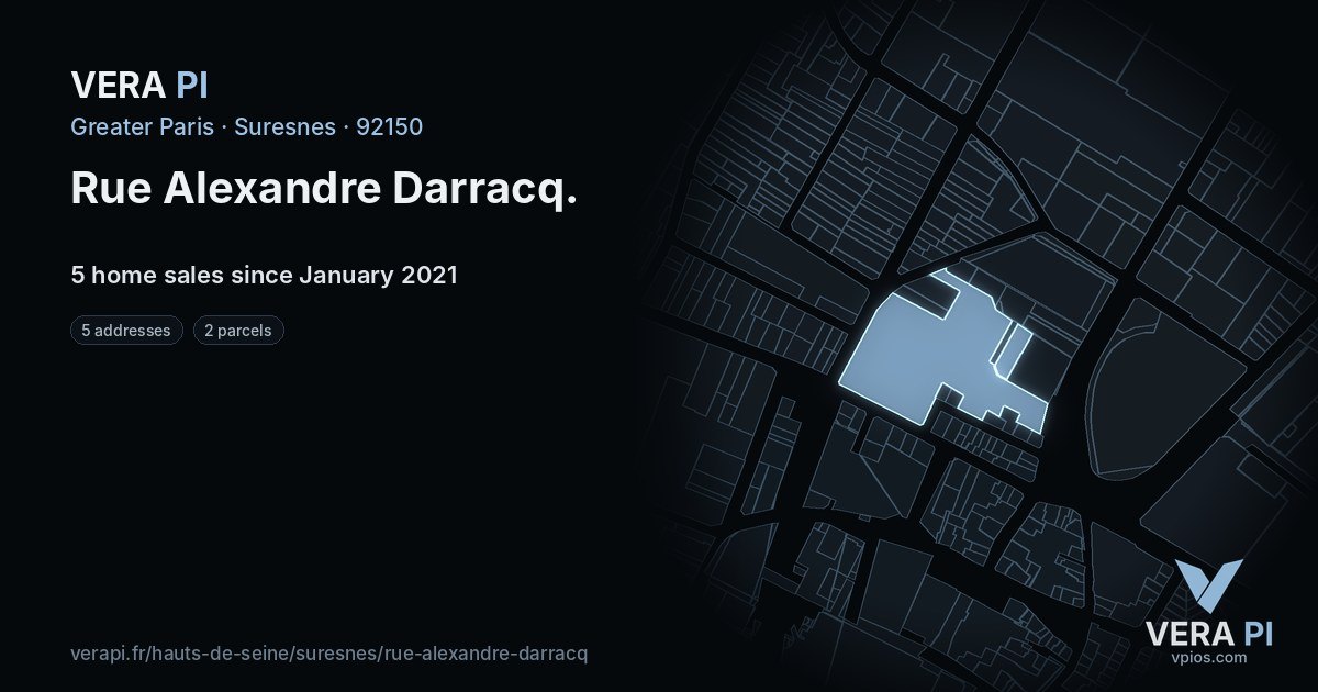 Rue Alexandre Darracq, Suresnes at night – every parcel coloured by the prices around it, the street's own parcels lit