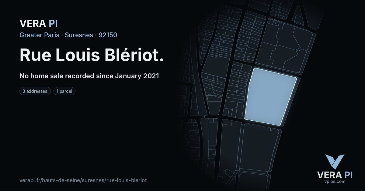 Rue Louis Blériot, Suresnes at night – every parcel coloured by the prices around it, the street's own parcels lit