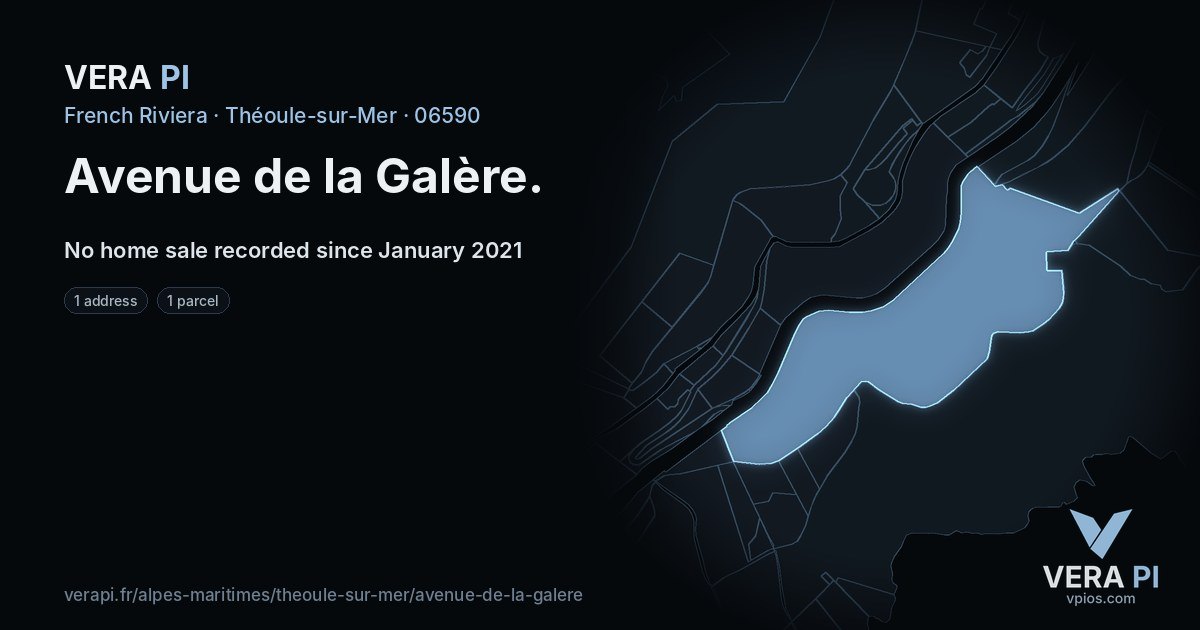 Avenue de la Galère, Théoule-sur-Mer at night – every parcel coloured by the prices around it, the street's own parcels lit