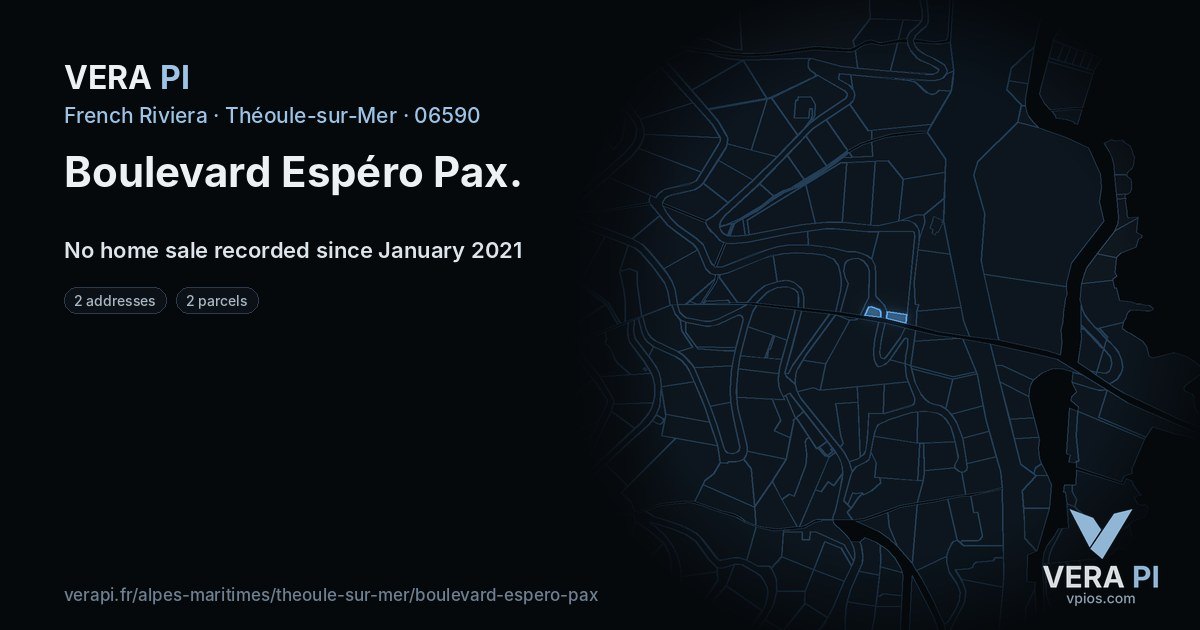 Boulevard Espéro Pax, Théoule-sur-Mer at night – every parcel coloured by the prices around it, the street's own parcels lit