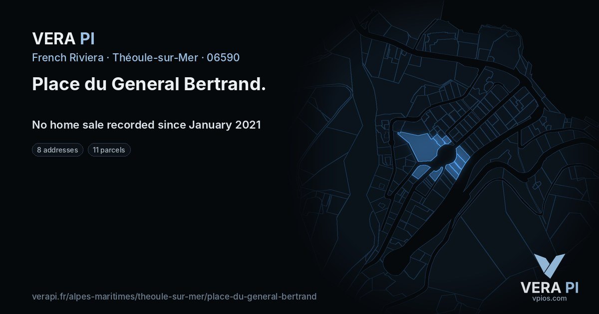Place du General Bertrand, Théoule-sur-Mer at night – every parcel coloured by the prices around it, the street's own parcels lit