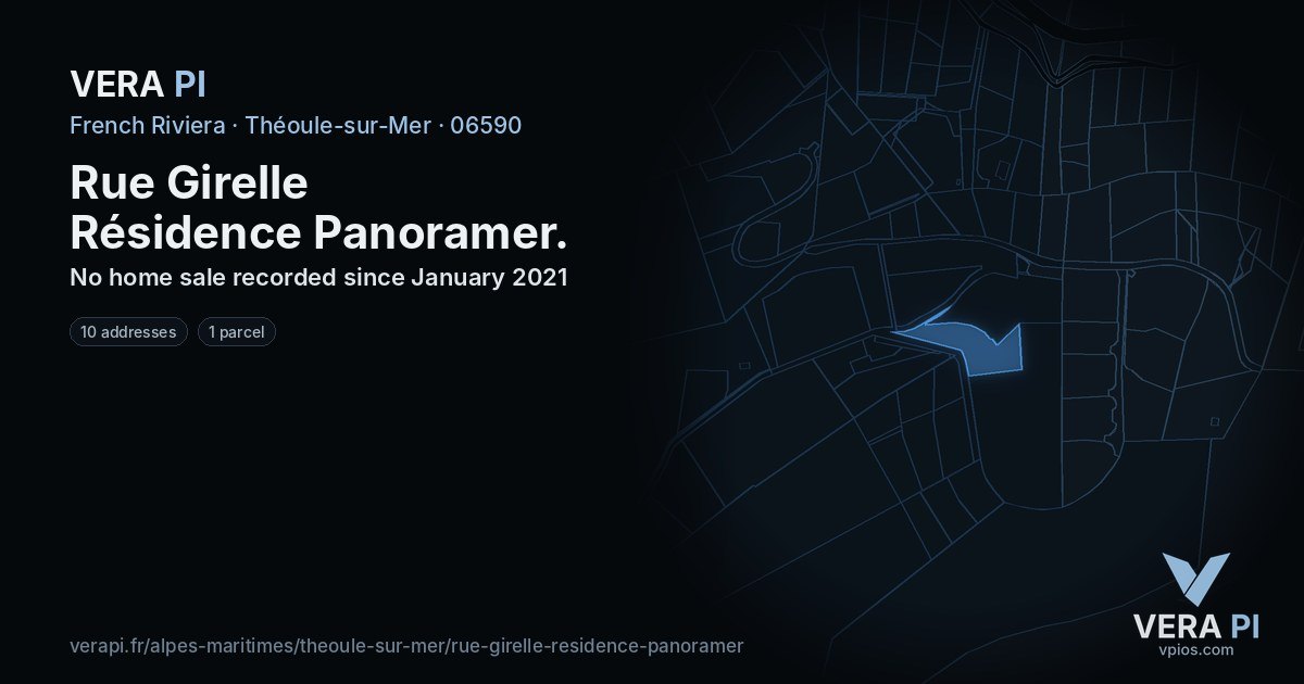 Rue Girelle Résidence Panoramer, Théoule-sur-Mer at night – every parcel coloured by the prices around it, the street's own parcels lit