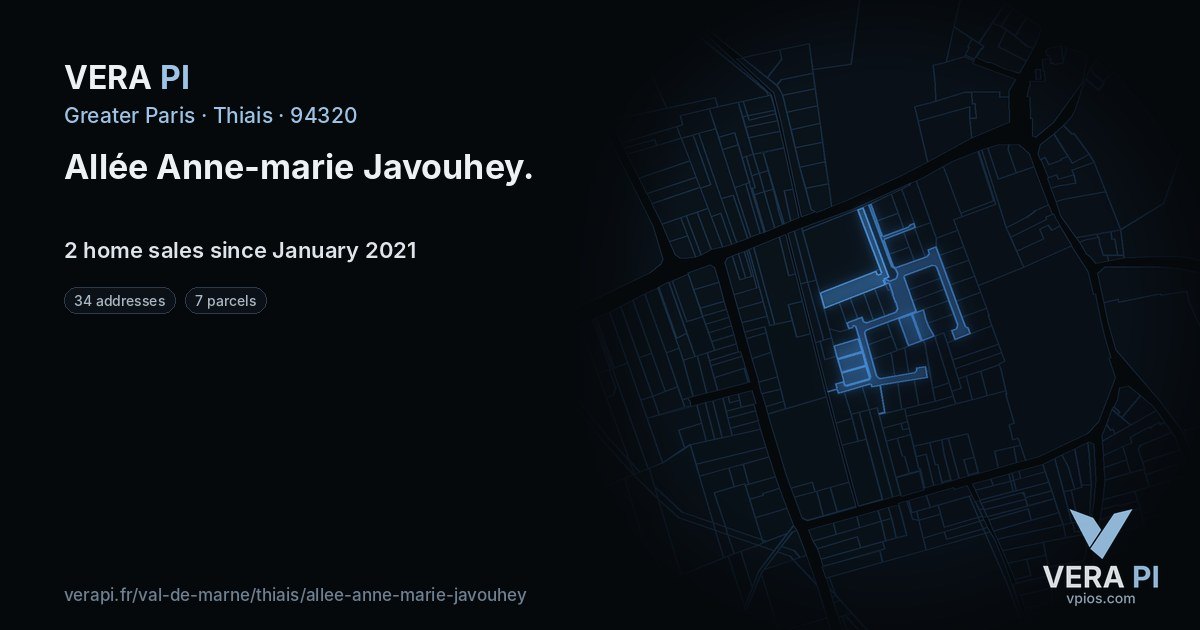 Allée Anne-marie Javouhey, Thiais at night – every parcel coloured by the prices around it, the street's own parcels lit