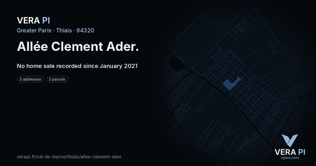 Allée Clement Ader, Thiais at night – every parcel coloured by the prices around it, the street's own parcels lit