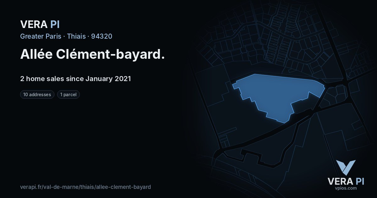 Allée Clément-bayard, Thiais at night – every parcel coloured by the prices around it, the street's own parcels lit
