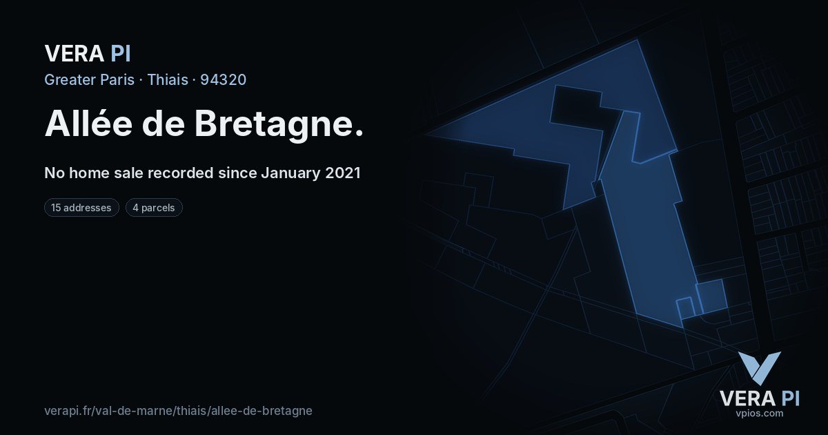 Allée de Bretagne, Thiais at night – every parcel coloured by the prices around it, the street's own parcels lit