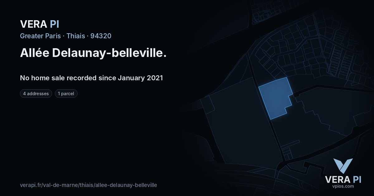Allée Delaunay-belleville, Thiais at night – every parcel coloured by the prices around it, the street's own parcels lit