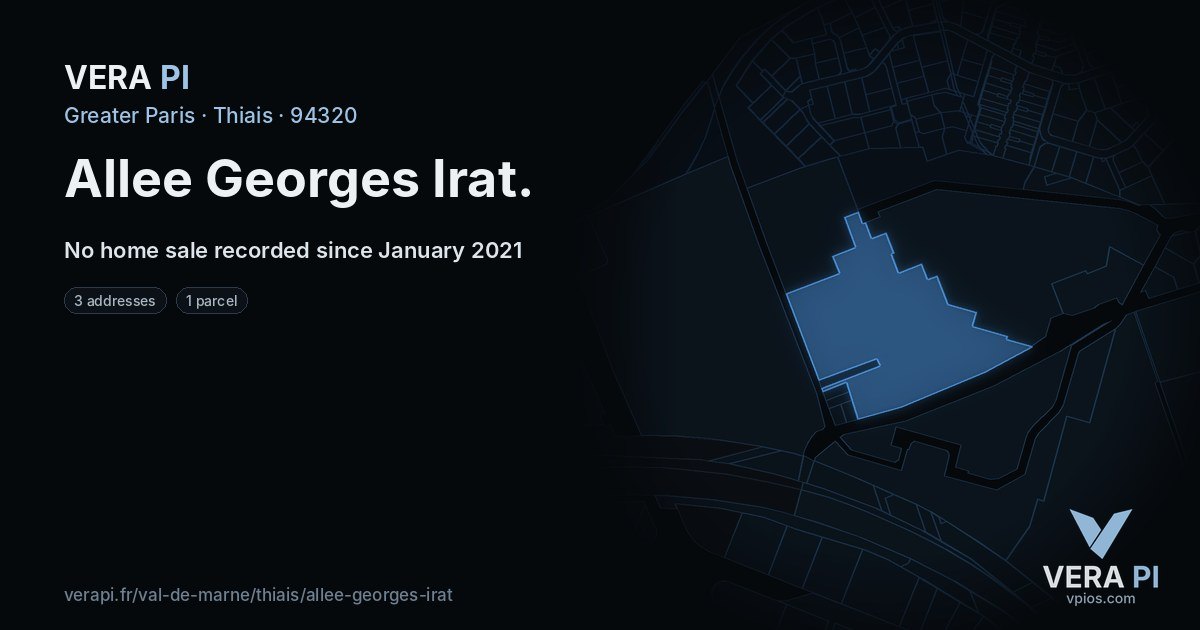 Allee Georges Irat, Thiais at night – every parcel coloured by the prices around it, the street's own parcels lit