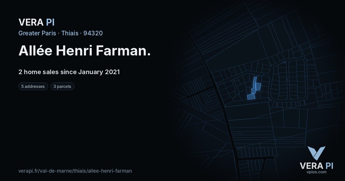 Allée Henri Farman, Thiais at night – every parcel coloured by the prices around it, the street's own parcels lit