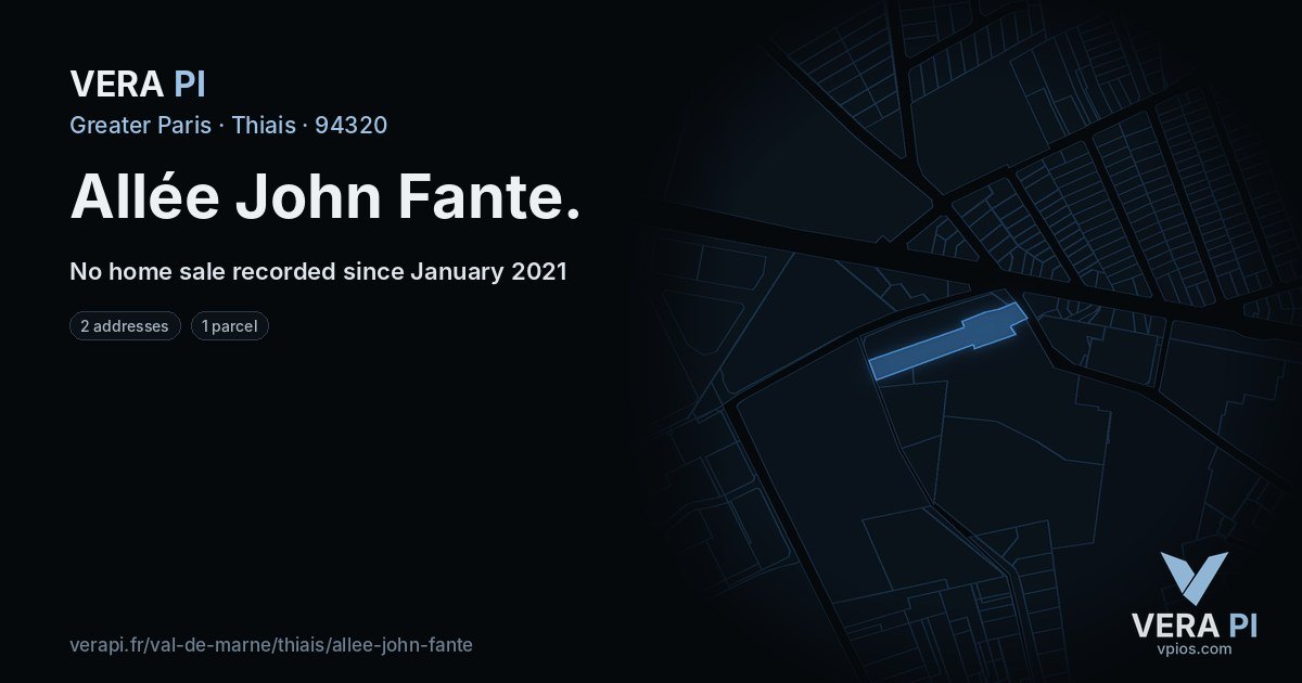 Allée John Fante, Thiais at night – every parcel coloured by the prices around it, the street's own parcels lit