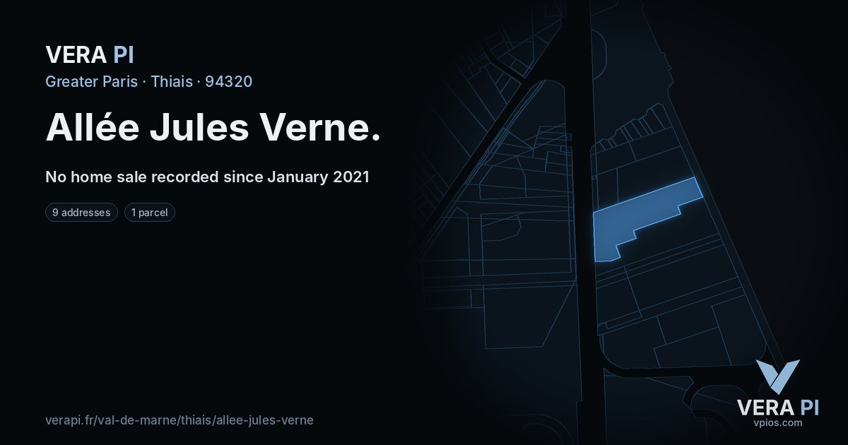 Allée Jules Verne, Thiais at night – every parcel coloured by the prices around it, the street's own parcels lit