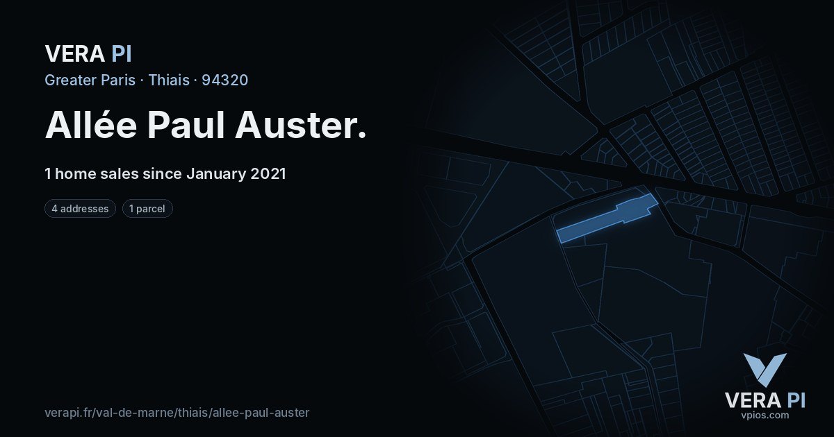 Allée Paul Auster, Thiais at night – every parcel coloured by the prices around it, the street's own parcels lit