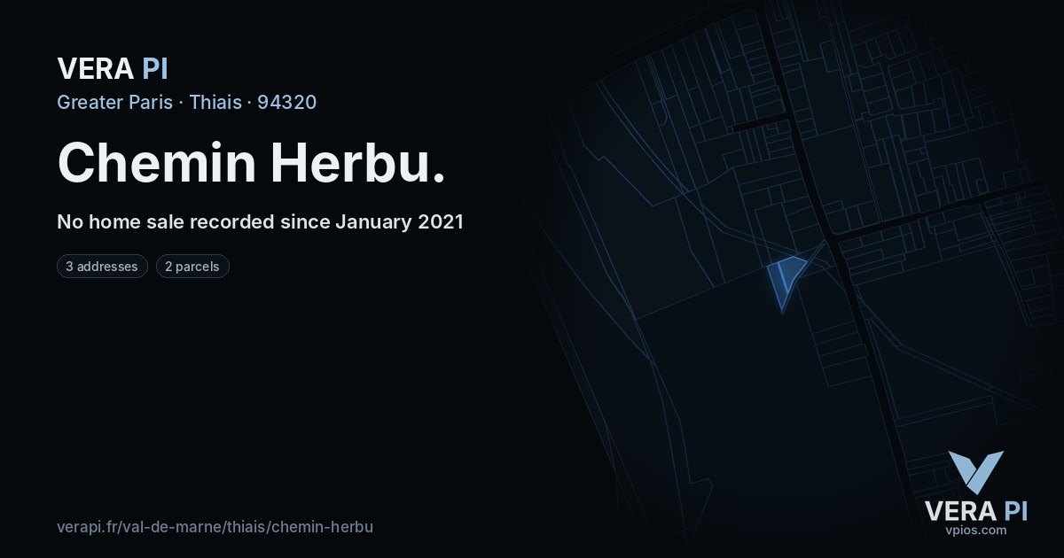 Chemin Herbu, Thiais at night – every parcel coloured by the prices around it, the street's own parcels lit