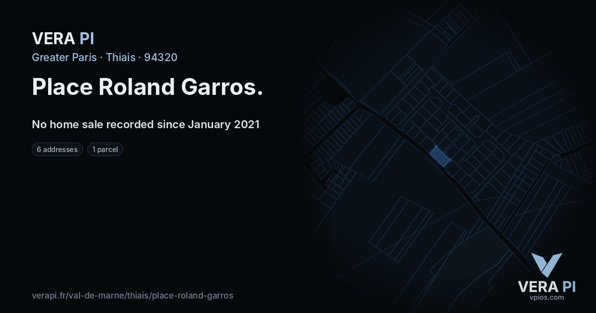 Place Roland Garros, Thiais at night – every parcel coloured by the prices around it, the street's own parcels lit