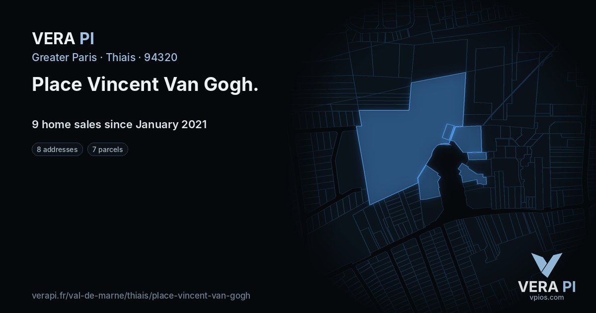 Place Vincent Van Gogh, Thiais at night – every parcel coloured by the prices around it, the street's own parcels lit