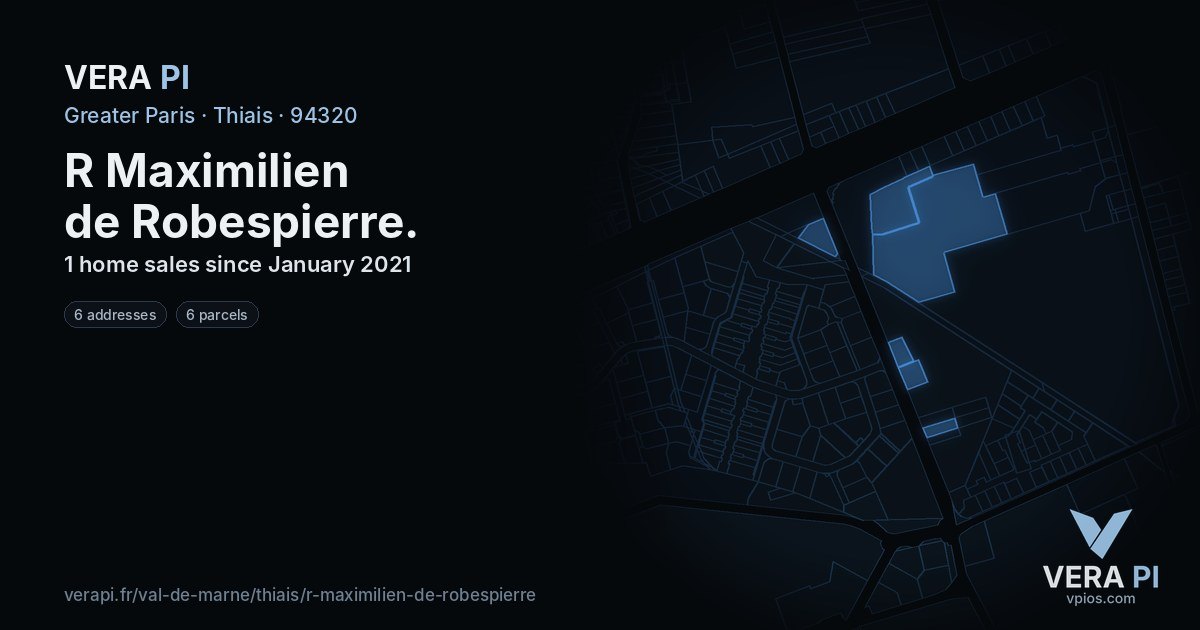 R Maximilien de Robespierre, Thiais at night – every parcel coloured by the prices around it, the street's own parcels lit