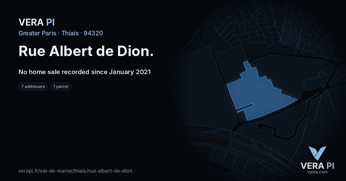 Rue Albert de Dion, Thiais at night – every parcel coloured by the prices around it, the street's own parcels lit