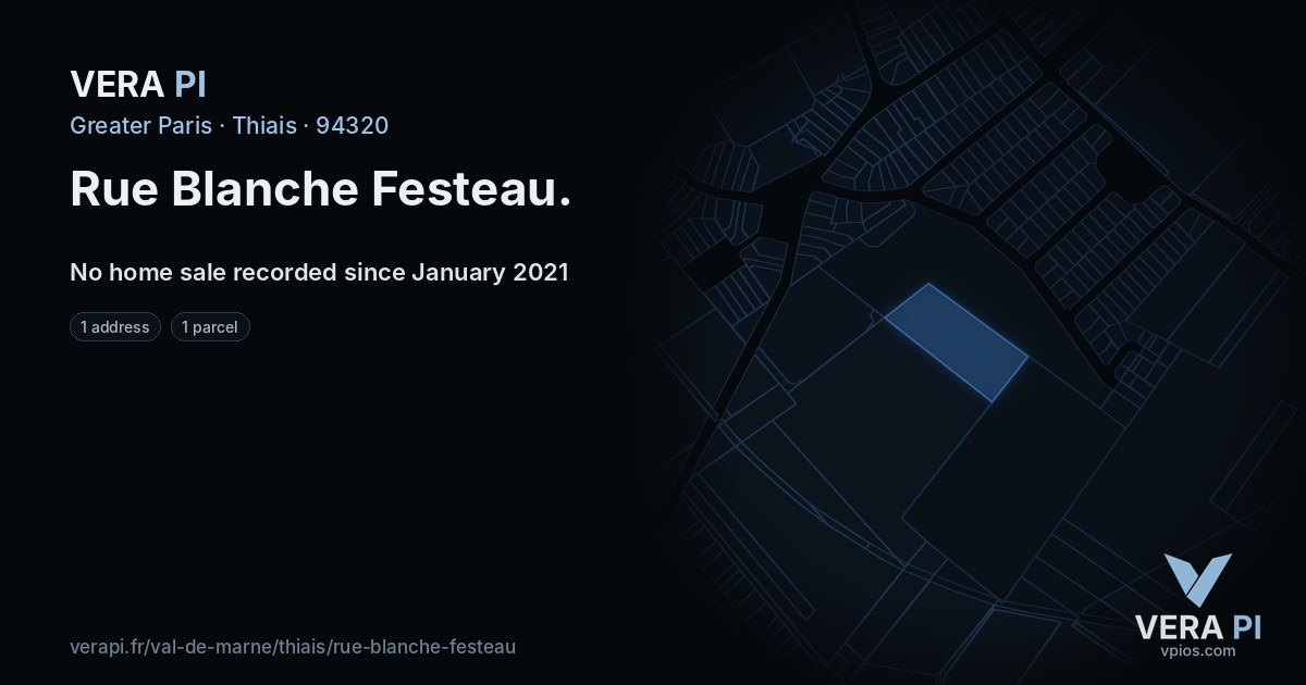 Rue Blanche Festeau, Thiais at night – every parcel coloured by the prices around it, the street's own parcels lit
