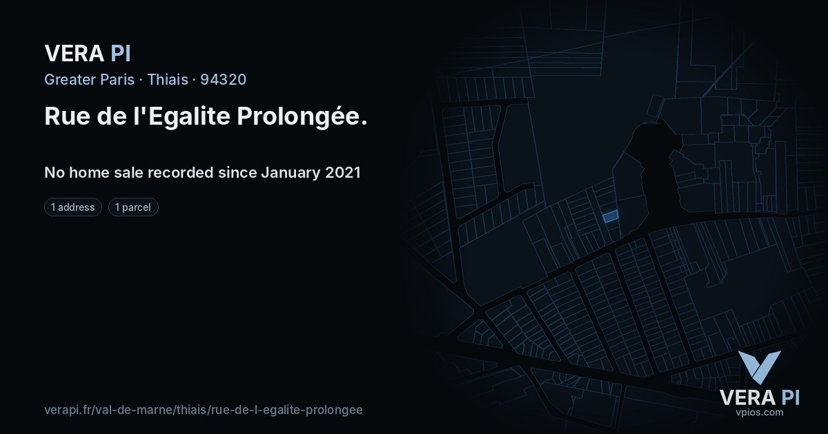 Rue de l'Egalite Prolongée, Thiais at night – every parcel coloured by the prices around it, the street's own parcels lit