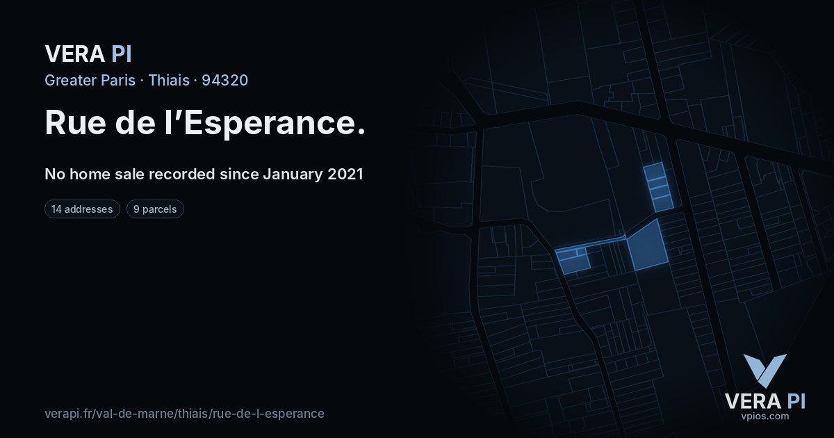 Rue de l’Esperance, Thiais at night – every parcel coloured by the prices around it, the street's own parcels lit