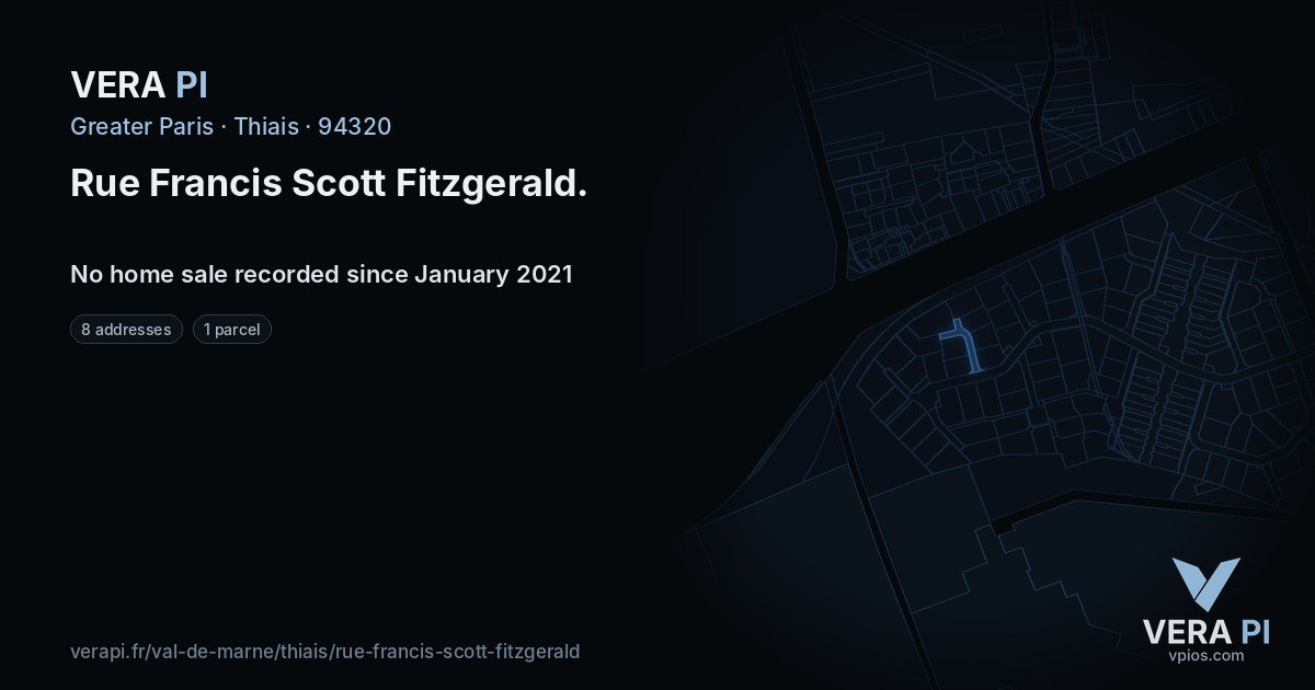 Rue Francis Scott Fitzgerald, Thiais at night – every parcel coloured by the prices around it, the street's own parcels lit