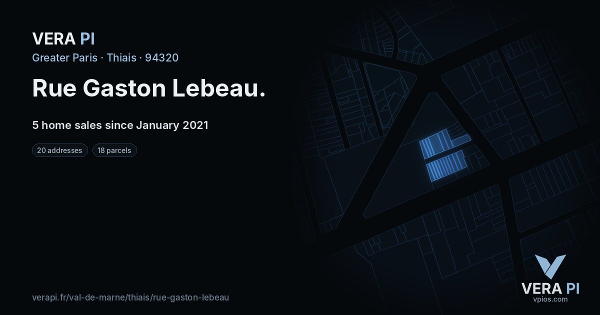 Rue Gaston Lebeau, Thiais at night – every parcel coloured by the prices around it, the street's own parcels lit