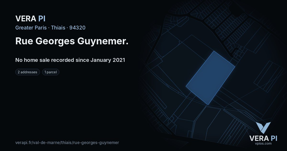 Rue Georges Guynemer, Thiais at night – every parcel coloured by the prices around it, the street's own parcels lit