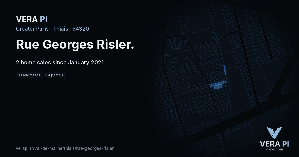 Rue Georges Risler, Thiais at night – every parcel coloured by the prices around it, the street's own parcels lit