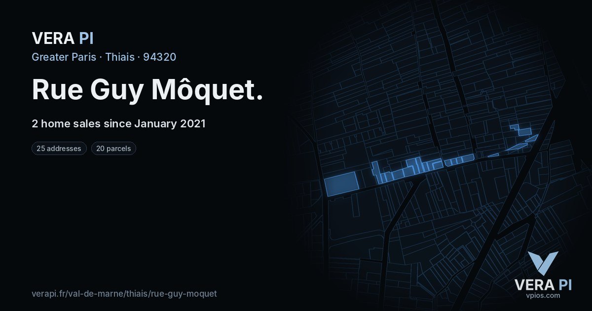 Rue Guy Môquet, Thiais at night – every parcel coloured by the prices around it, the street's own parcels lit