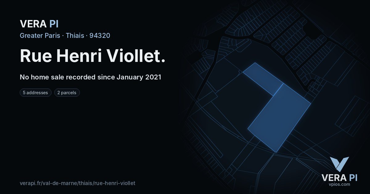 Rue Henri Viollet, Thiais at night – every parcel coloured by the prices around it, the street's own parcels lit