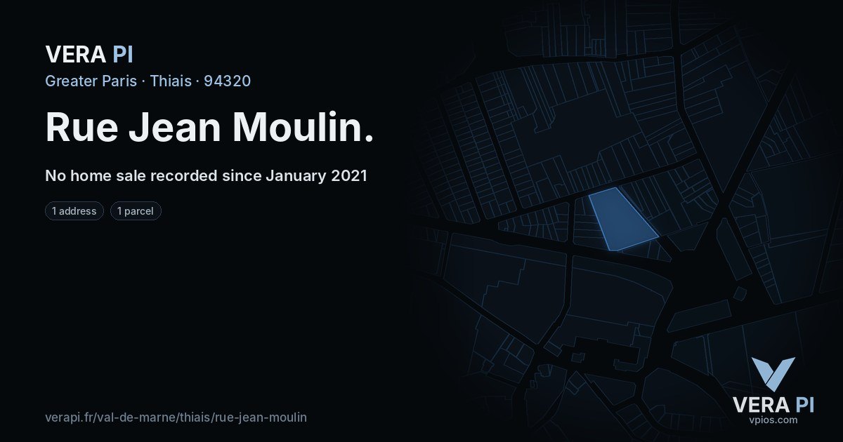 Rue Jean Moulin, Thiais at night – every parcel coloured by the prices around it, the street's own parcels lit