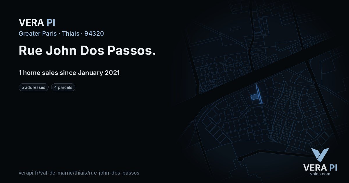 Rue John Dos Passos, Thiais at night – every parcel coloured by the prices around it, the street's own parcels lit