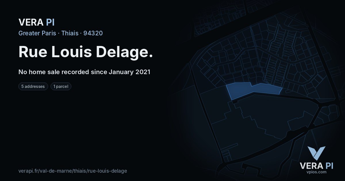 Rue Louis Delage, Thiais at night – every parcel coloured by the prices around it, the street's own parcels lit