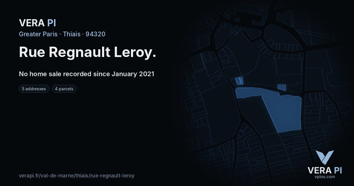 Rue Regnault Leroy, Thiais at night – every parcel coloured by the prices around it, the street's own parcels lit