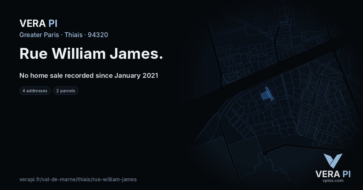 Rue William James, Thiais at night – every parcel coloured by the prices around it, the street's own parcels lit