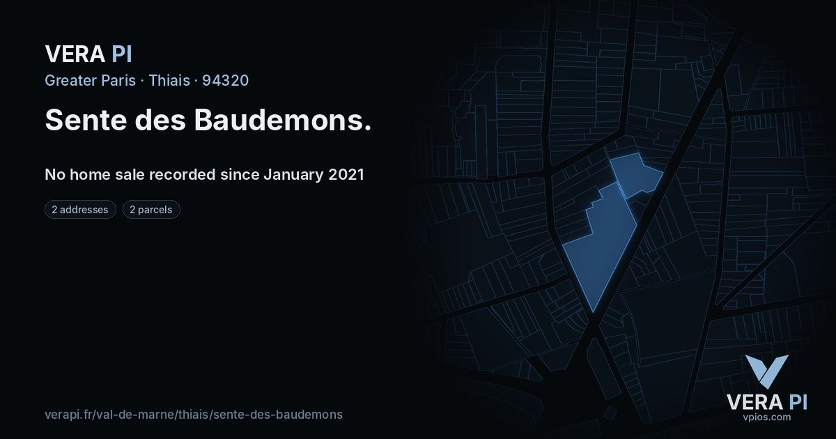 Sente des Baudemons, Thiais at night – every parcel coloured by the prices around it, the street's own parcels lit