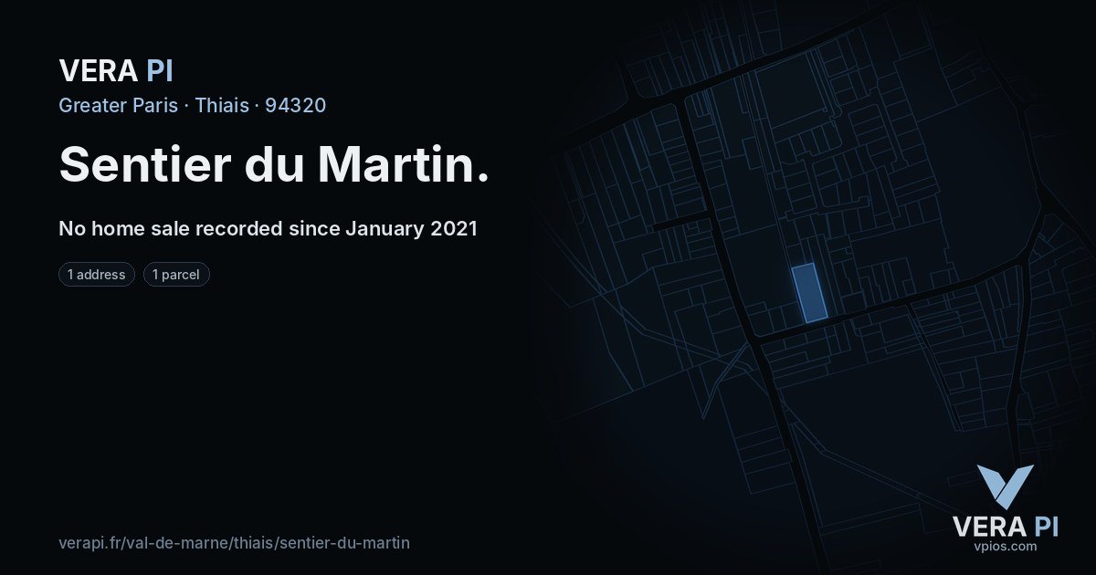 Sentier du Martin, Thiais at night – every parcel coloured by the prices around it, the street's own parcels lit