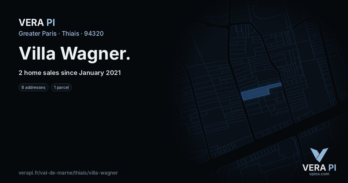 Villa Wagner, Thiais at night – every parcel coloured by the prices around it, the street's own parcels lit