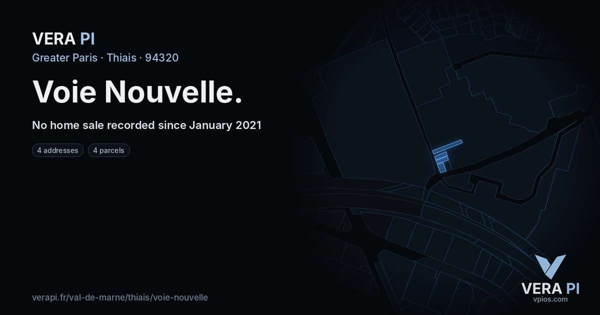 Voie Nouvelle, Thiais at night – every parcel coloured by the prices around it, the street's own parcels lit