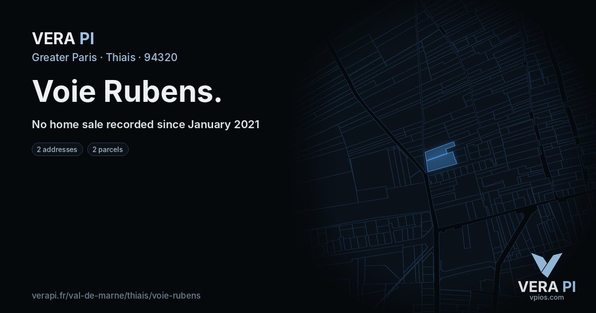 Voie Rubens, Thiais at night – every parcel coloured by the prices around it, the street's own parcels lit